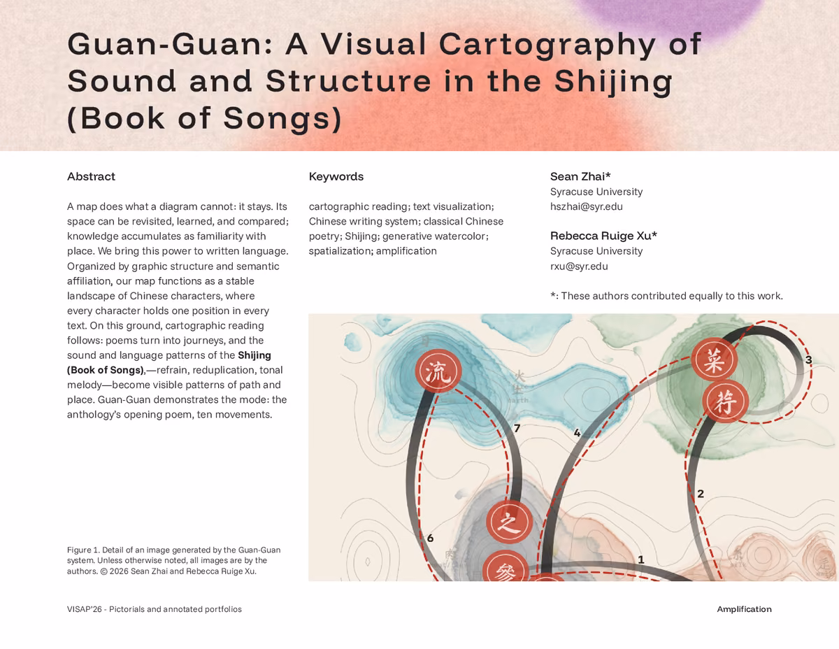 Top of the first page of the paper “Guan-Guan: A Visual Cartography of Sound and Structure in the Shijing (Book of Songs)”.