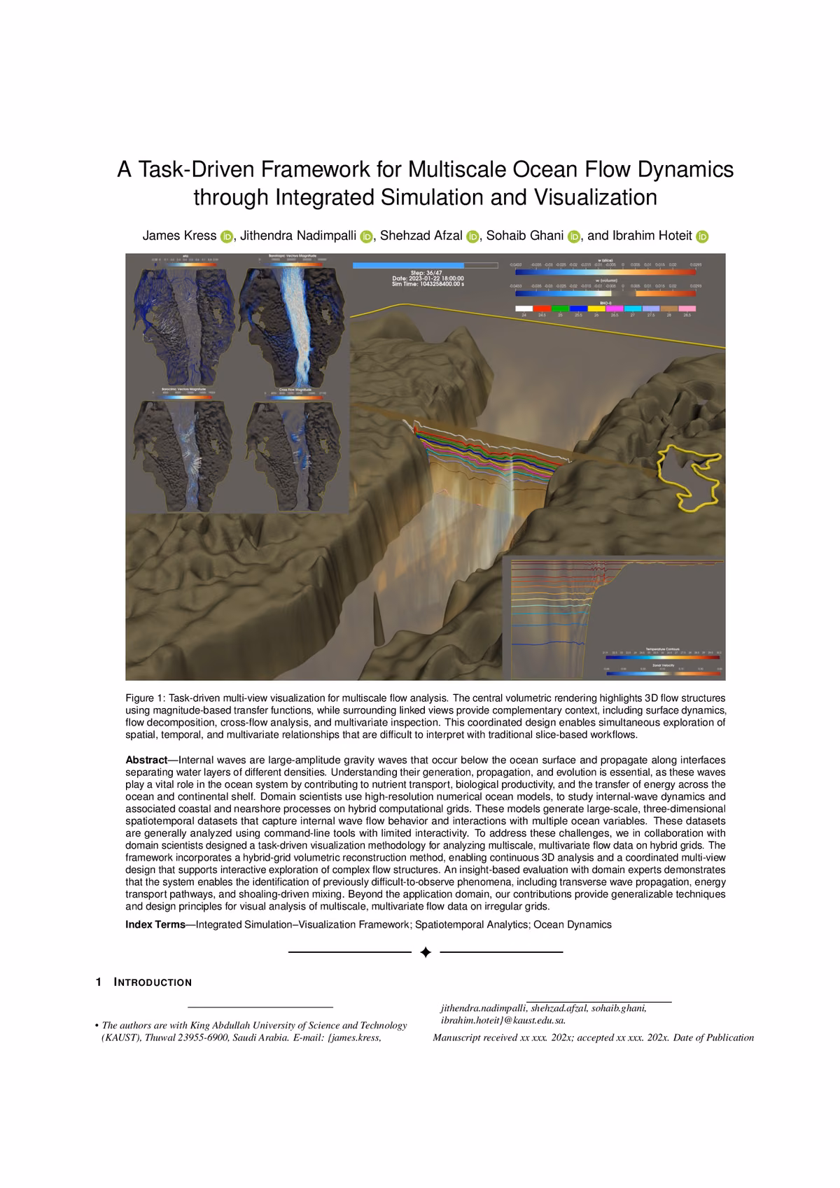 Top of the first page of the paper “A Task-Driven Framework for Multiscale Ocean Flow Dynamics through Integrated Simulation and Visualization”.