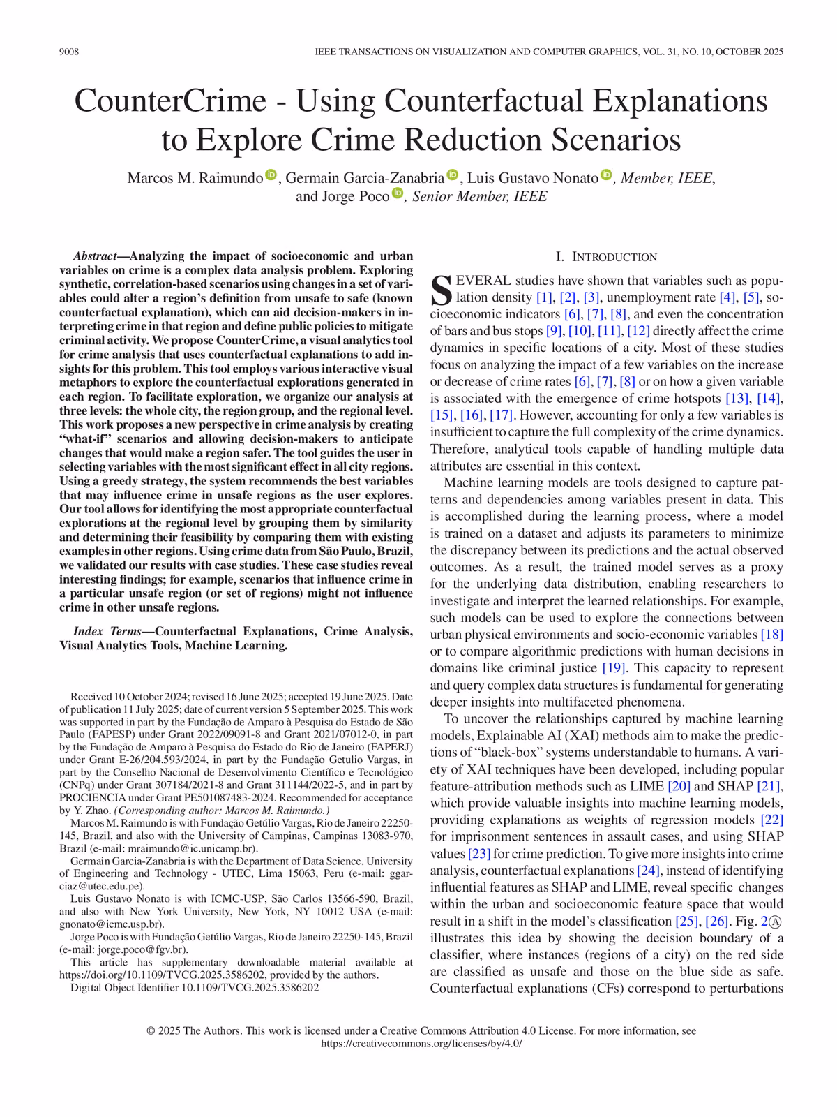 Top of the first page of the paper “CounterCrime - Using counterfactual explanations to explore crime reduction scenarios”.
