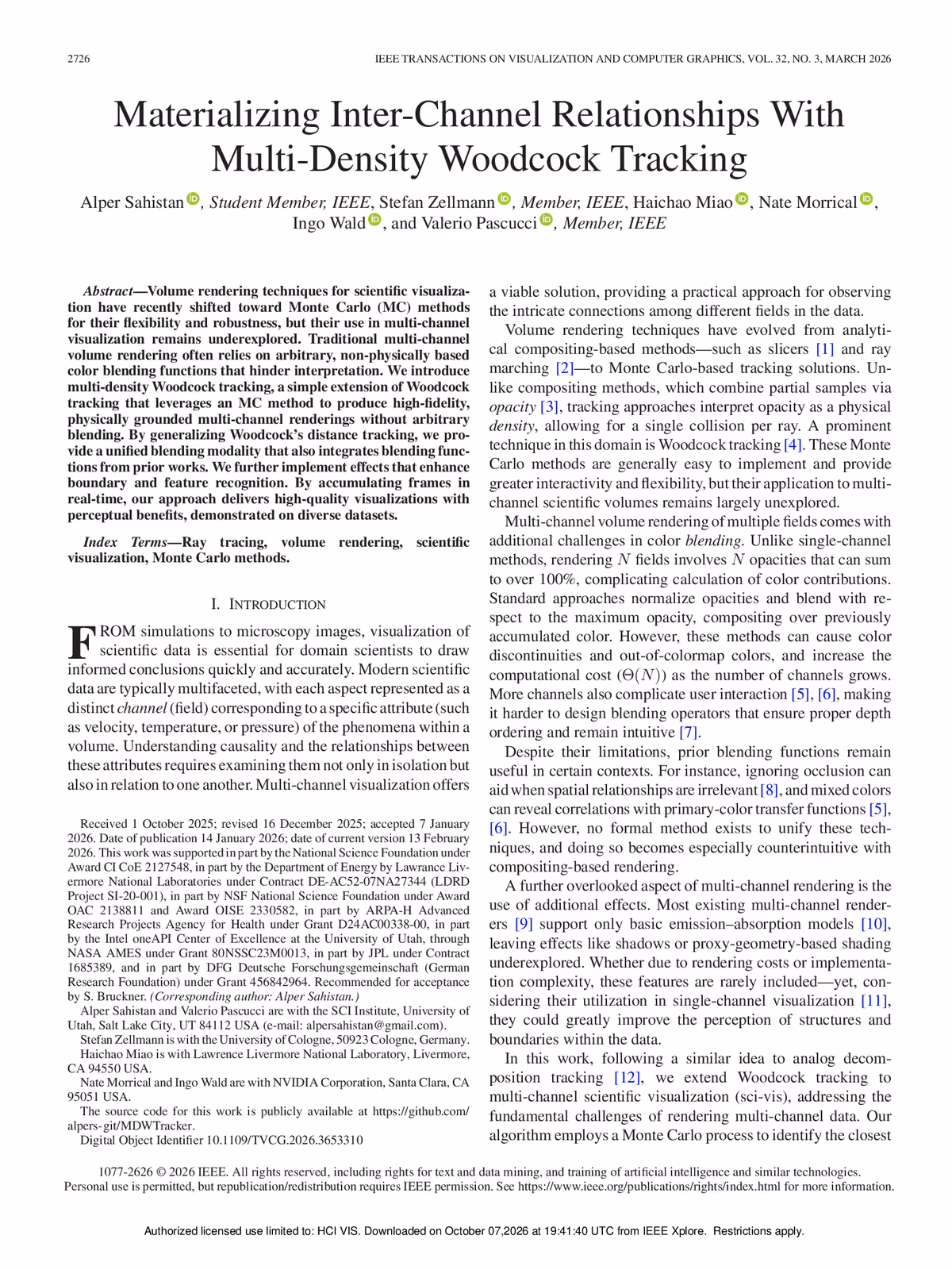 Top of the first page of the paper “Materializing Inter-Channel Relationships with Multi-Density Woodcock Tracking”.