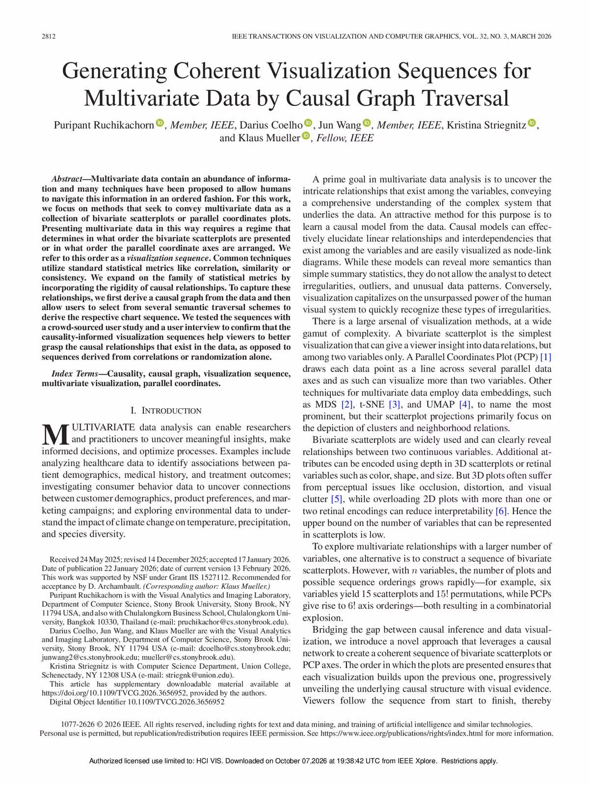 Top of the first page of the paper “Generating Coherent Visualization Sequences for Multivariate Data by Causal Graph Traversal”.