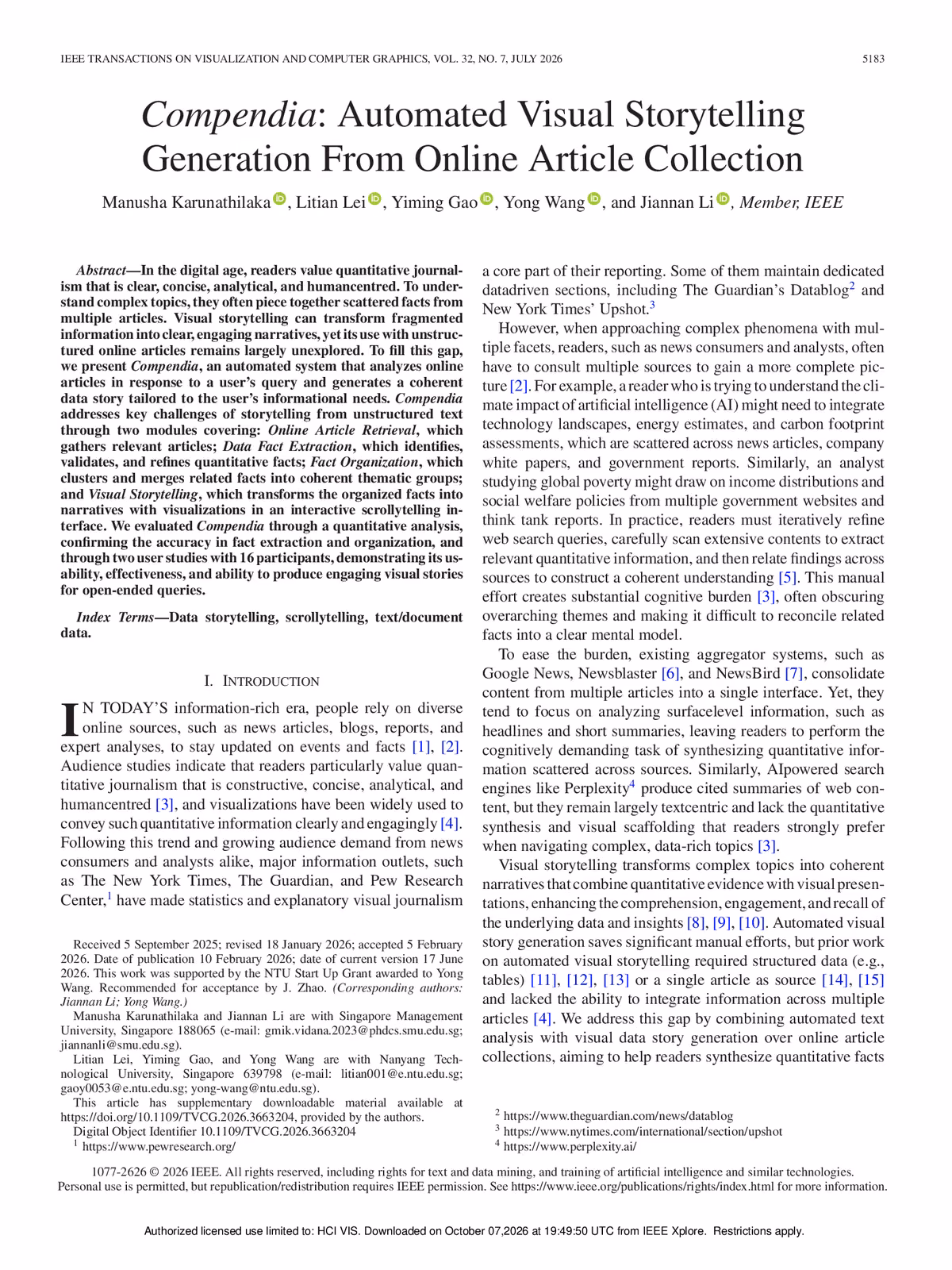 Top of the first page of the paper “Compendia: Automated Visual Storytelling Generation from Online Article Collection”.