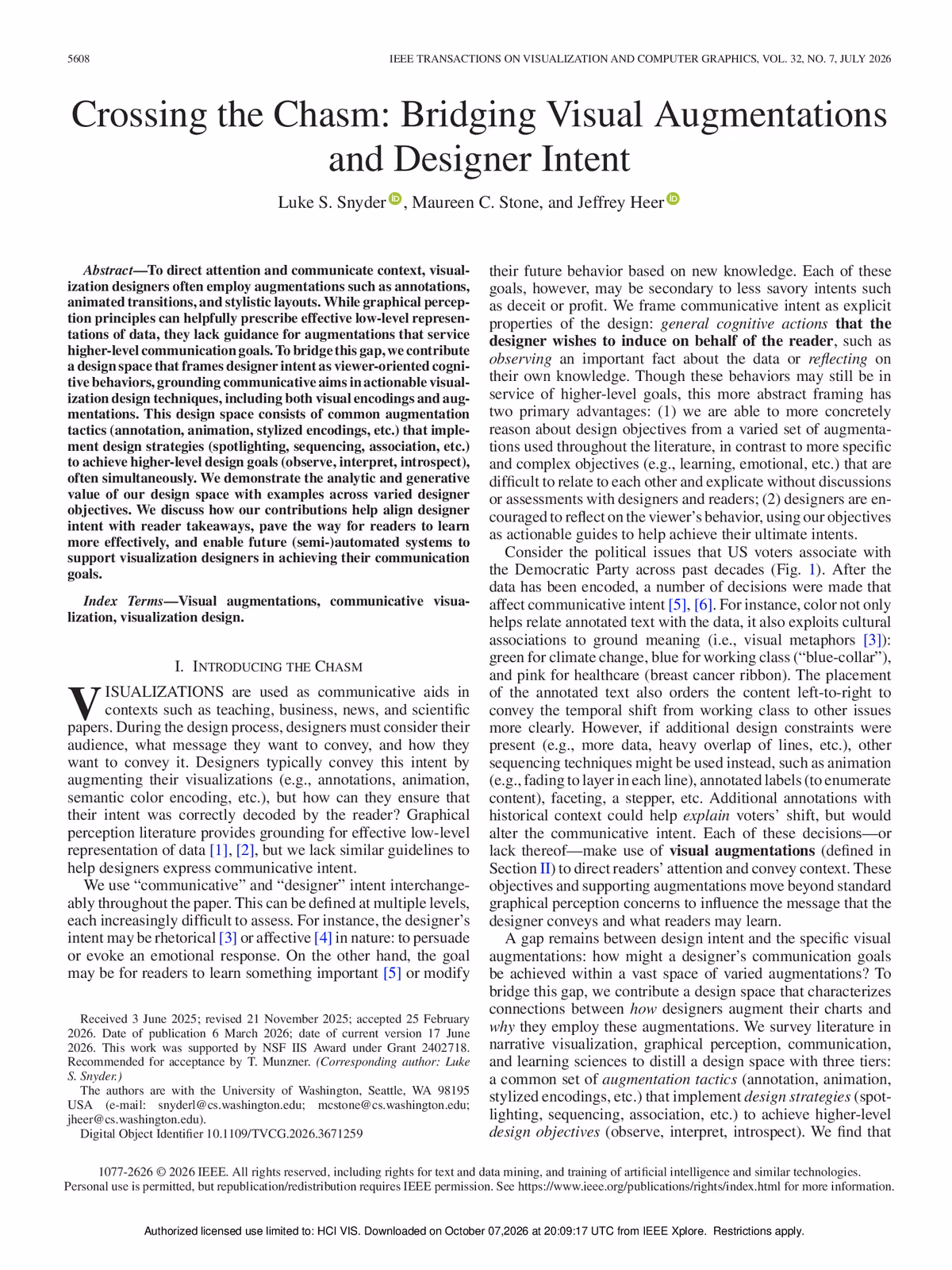 Top of the first page of the paper “Crossing the Chasm: Bridging Visual Augmentations and Designer Intent”.