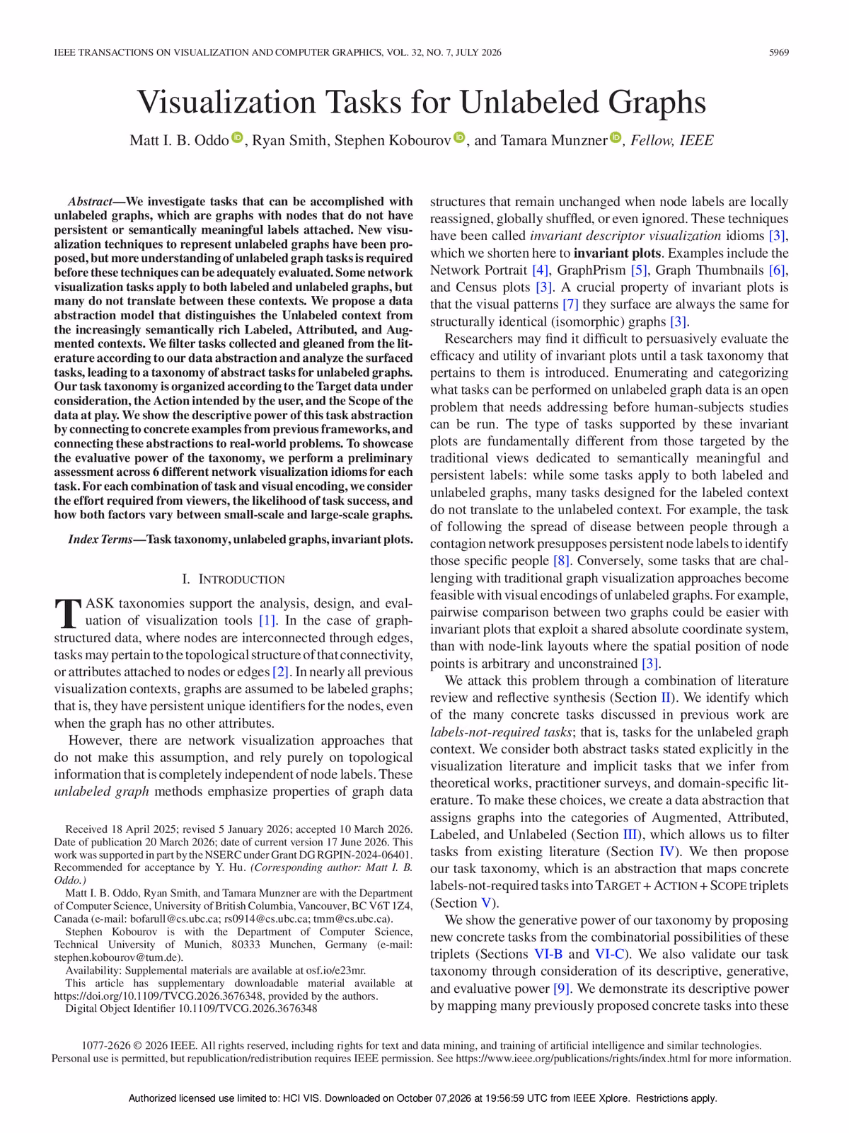 Top of the first page of the paper “Visualization Tasks for Unlabeled Graphs”.