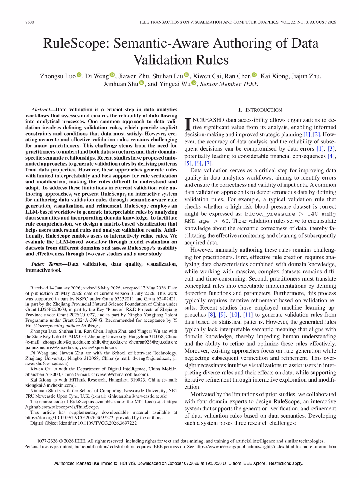 Top of the first page of the paper “RuleScope: Semantic-aware Authoring of Data Validation Rules”.